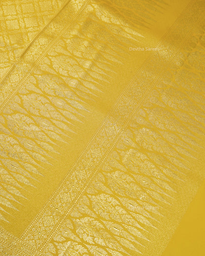 Mustard Yellow Premium Banarasi Katan Brocade Silk Saree (D13)