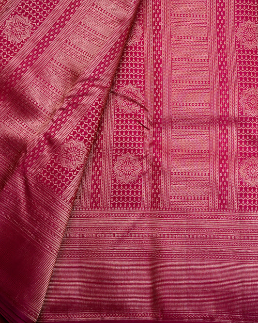 Pure Handloom Kanchipuram Silk Saree with Traditional Temple Brocade