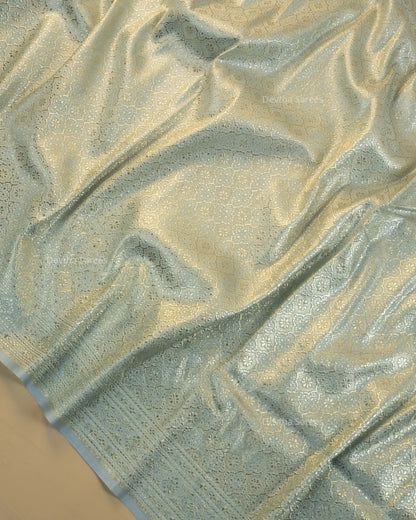 Pastel Baby Blue Premium Banarasi Katan Brocade Silk Saree (D21)