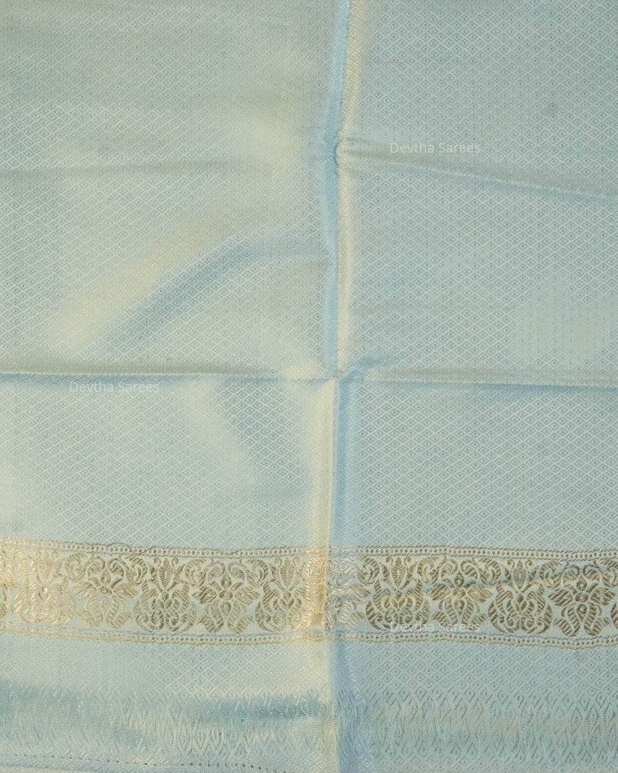 Pastel Baby Blue Premium Banarasi Katan Brocade Silk Saree (D21)