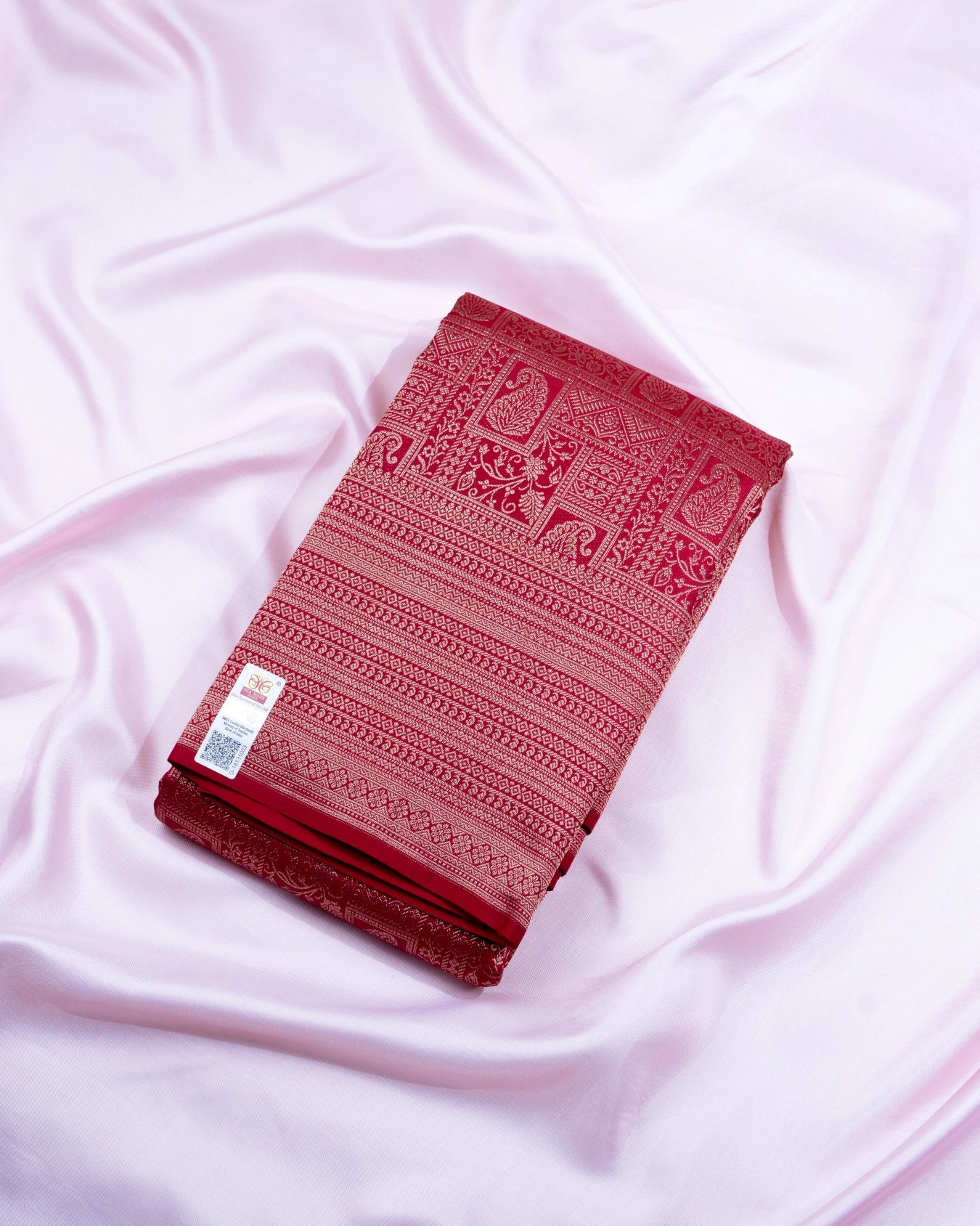 Pure Handloom Kanchipuram Silk Saree with Traditional Temple Floral Brocade