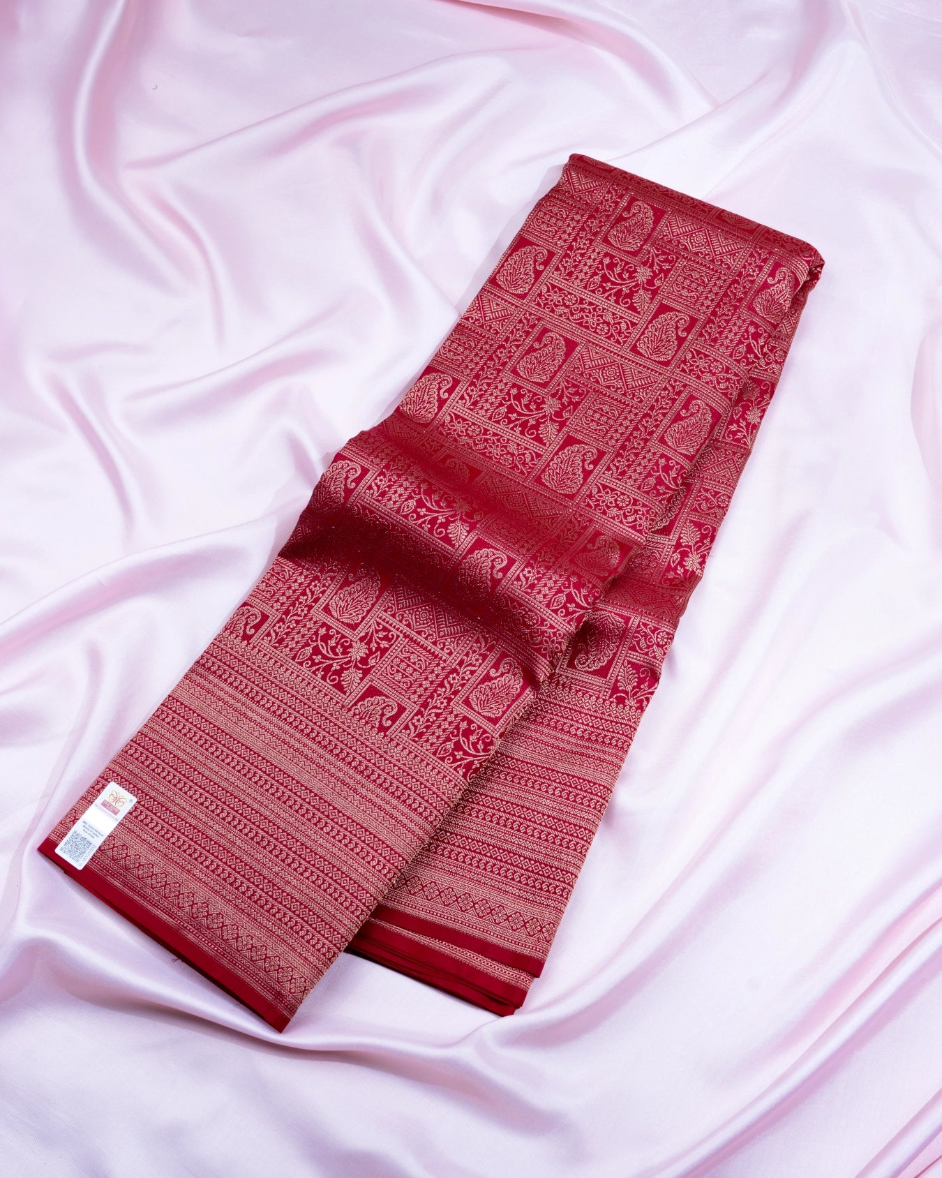 Pure Handloom Kanchipuram Silk Saree with Traditional Temple Floral Brocade