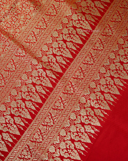 Red Premium Banarasi Katan Brocade Silk Saree (D11)