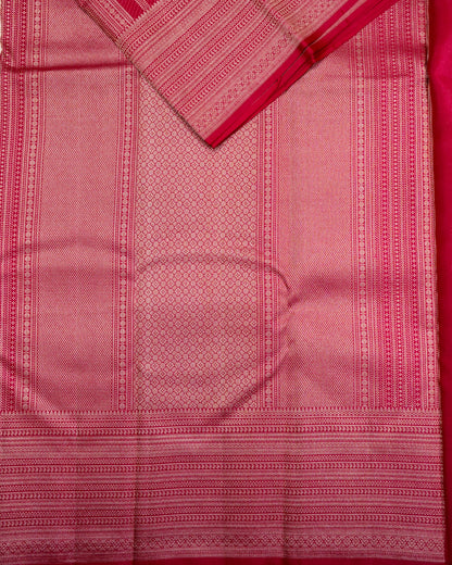 Pure Handloom Kanchipuram Silk Saree with Traditional Temple Floral Brocade