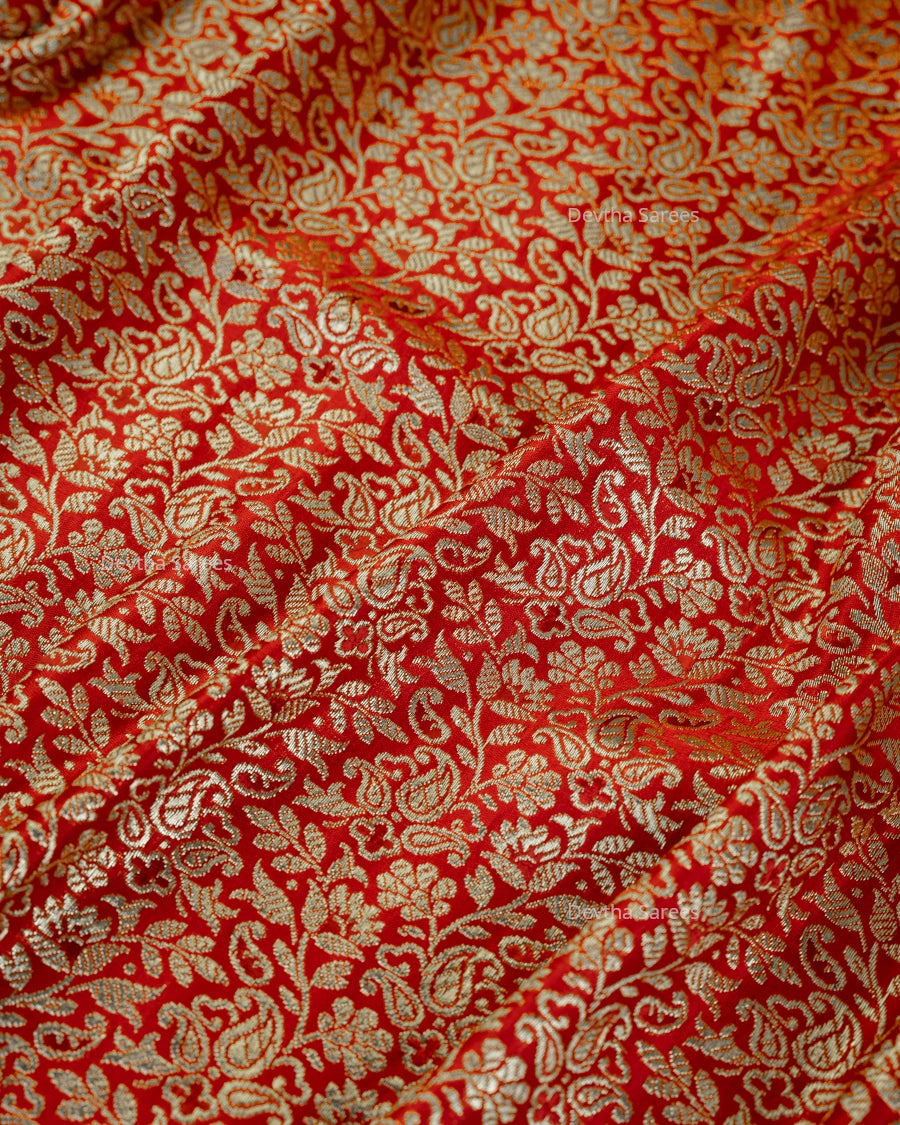 Red Premium Banarasi Katan Brocade Silk Saree (D11)
