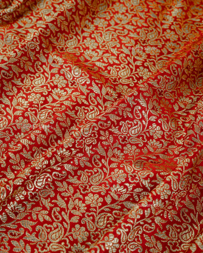 Red Premium Banarasi Katan Brocade Silk Saree (D11)