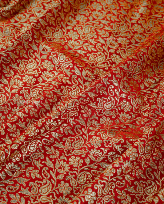 Red Premium Banarasi Katan Brocade Silk Saree (D11)