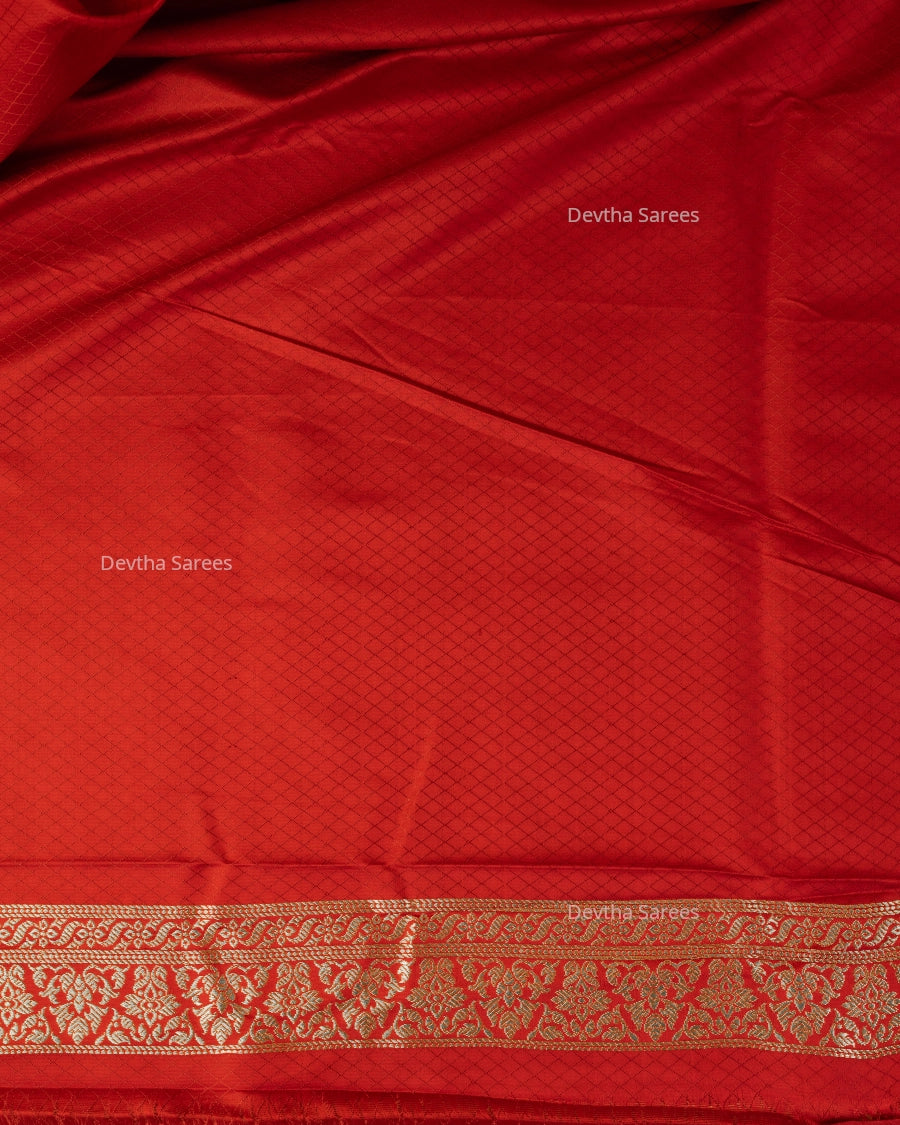 Red Premium Banarasi Katan Brocade Silk Saree (D11)