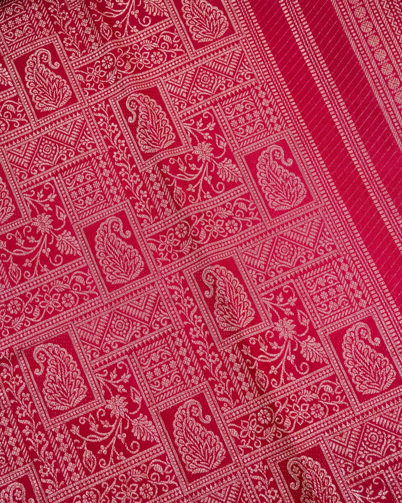 Pure Handloom Kanchipuram Silk Saree with Traditional Temple Floral Brocade