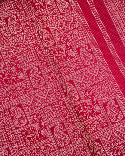 Pure Handloom Kanchipuram Silk Saree with Traditional Temple Floral Brocade