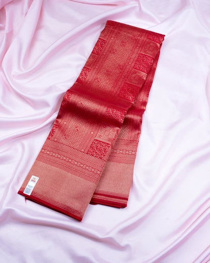 Pure Handloom Kanchipuram Silk Saree with Traditional Temple Block Brocade