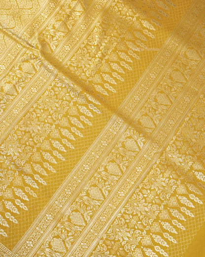 Mustard Yellow Premium Banarasi Katan Brocade Silk Saree (D16)
