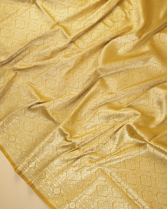 Mustard Yellow Premium Banarasi Katan Brocade Silk Saree (D16)