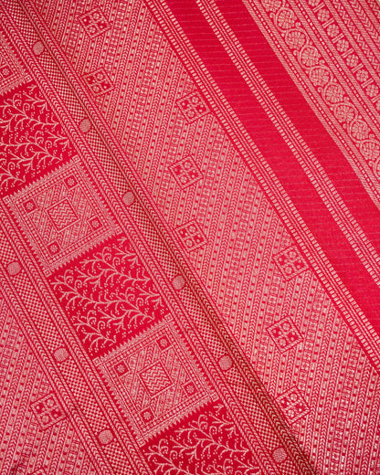 Pure Handloom Kanchipuram Silk Saree with Traditional Temple Block Brocade