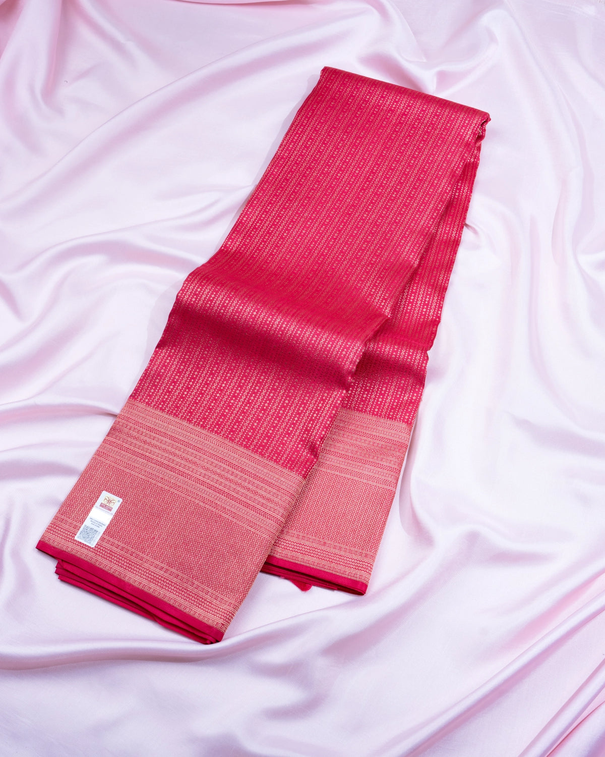 Pure Handloom Kanchipuram Silk Saree with Traditional Lines Brocade