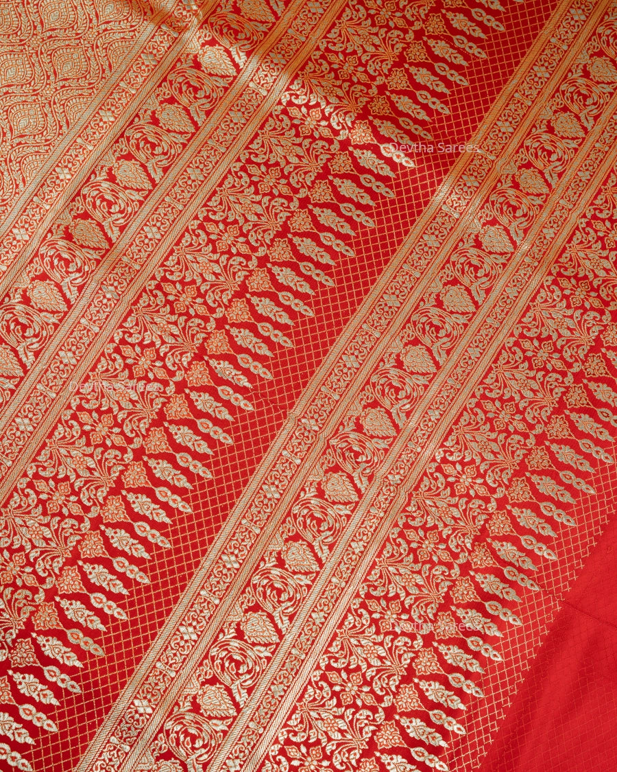 Red Premium Banarasi Katan Brocade Silk Saree (D2)