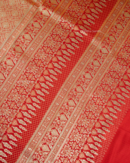 Red Premium Banarasi Katan Brocade Silk Saree (D2)