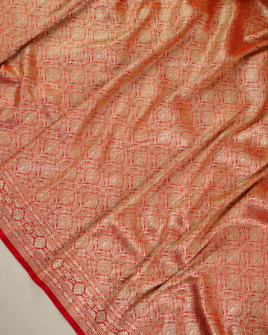 Red Premium Banarasi Katan Brocade Silk Saree (D2)