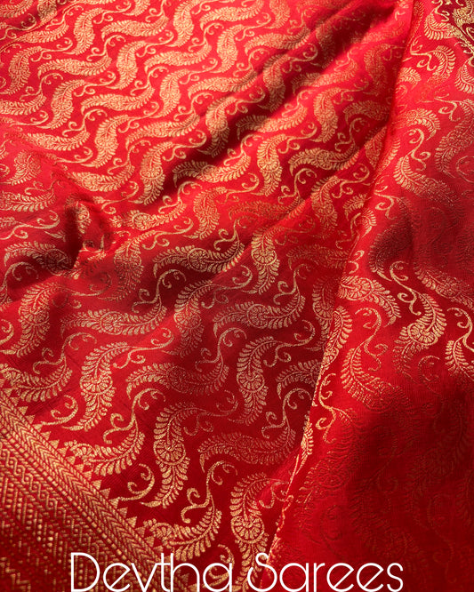 Premium Pure Kanchipuram Brocade Saree [Royal Red]