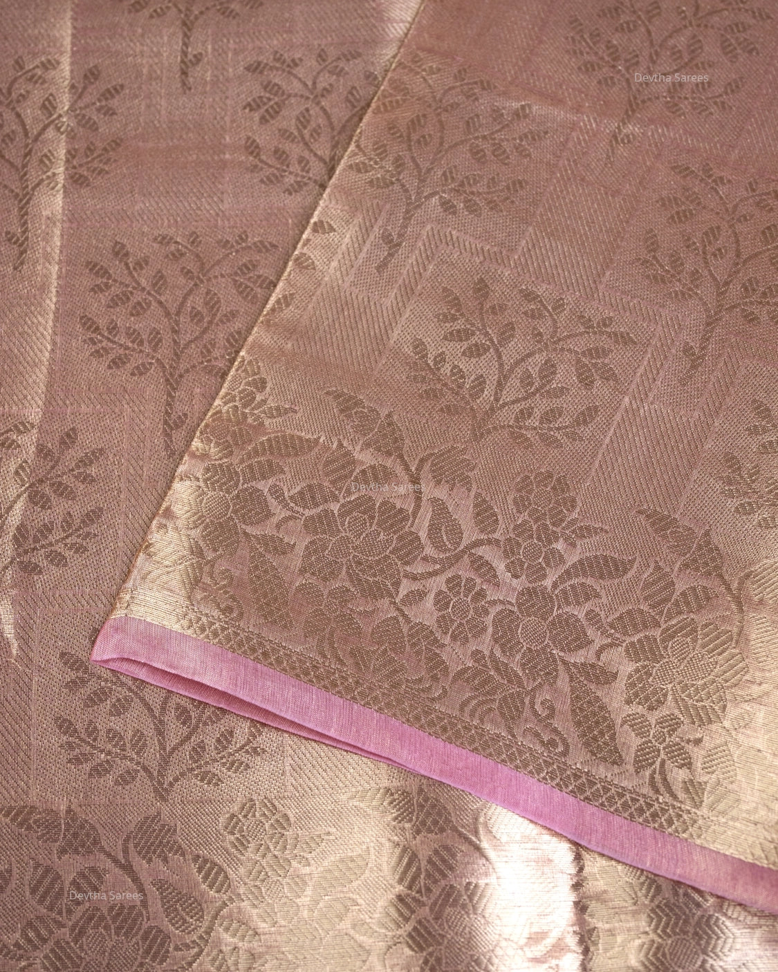 Liquid Gold - Pink Handwoven Pure Mulberry Brocade Silk Saree