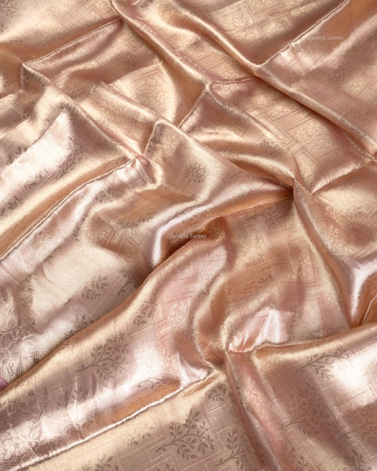 Liquid Gold - Pink Handwoven Pure Mulberry Brocade Silk Saree