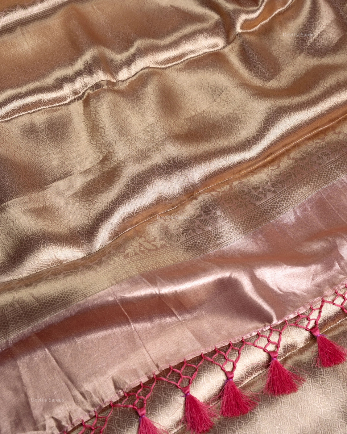 Liquid Gold - Pink Handwoven Pure Mulberry Brocade Silk Saree