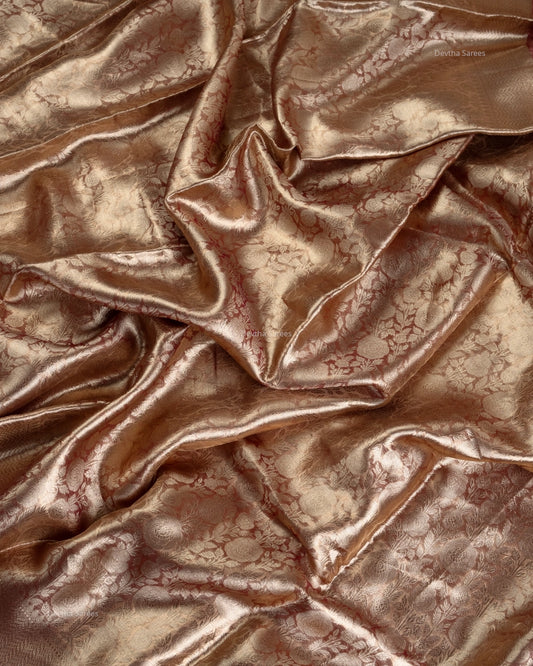 Liquid Gold - Hippie Pink Handwoven Pure Mulberry Brocade Silk Saree