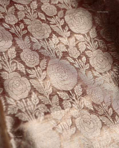 Liquid Gold - Hippie Pink Handwoven Pure Mulberry Brocade Silk Saree