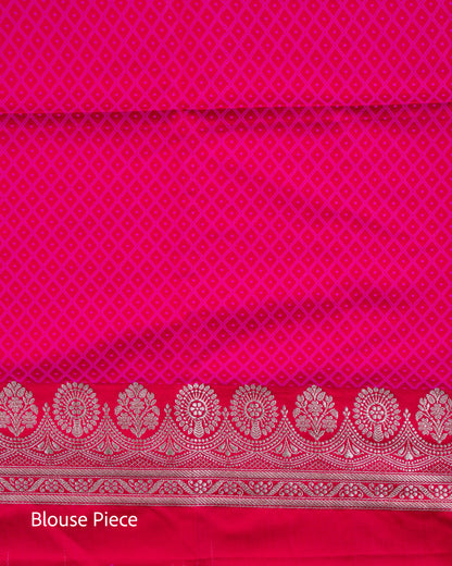 Rani Pink Banarasi Mashru Katan Silk Saree with buttas