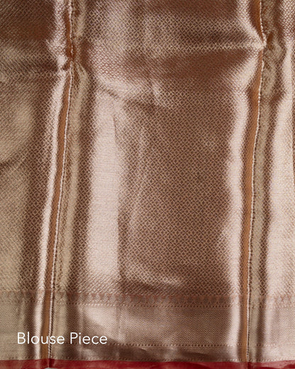 Liquid Gold - Red Handwoven Pure Mulberry Brocade Silk Saree
