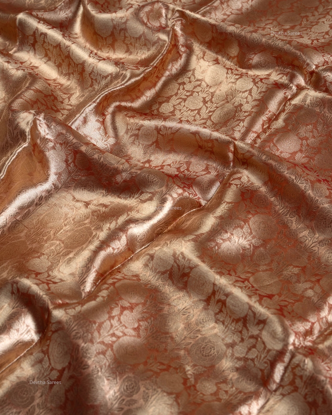 Liquid Gold - Red Handwoven Pure Mulberry Brocade Silk Saree