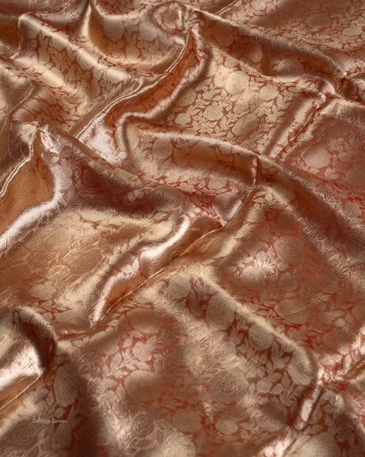 Liquid Gold - Red Handwoven Pure Mulberry Brocade Silk Saree