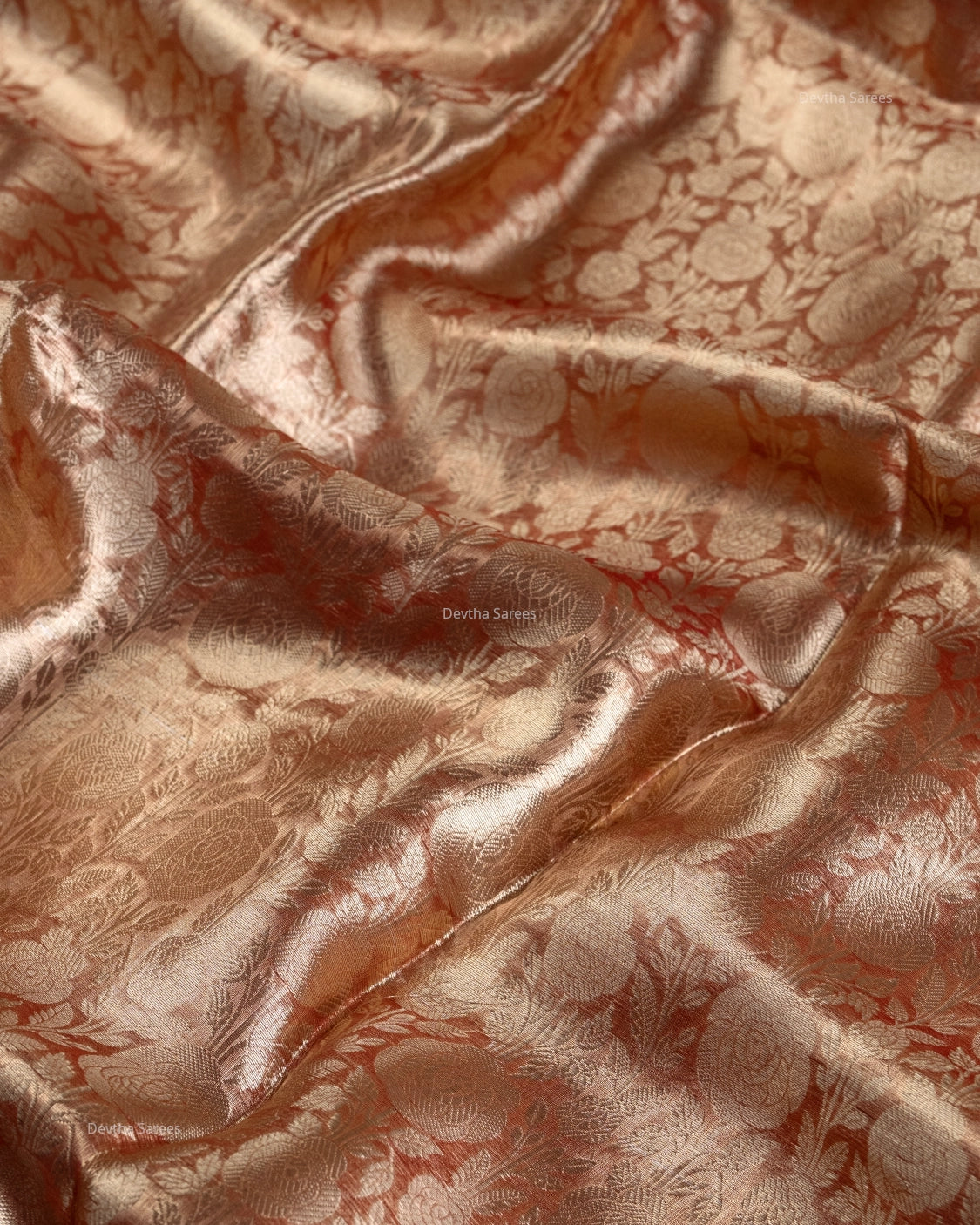 Liquid Gold - Red Handwoven Pure Mulberry Brocade Silk Saree