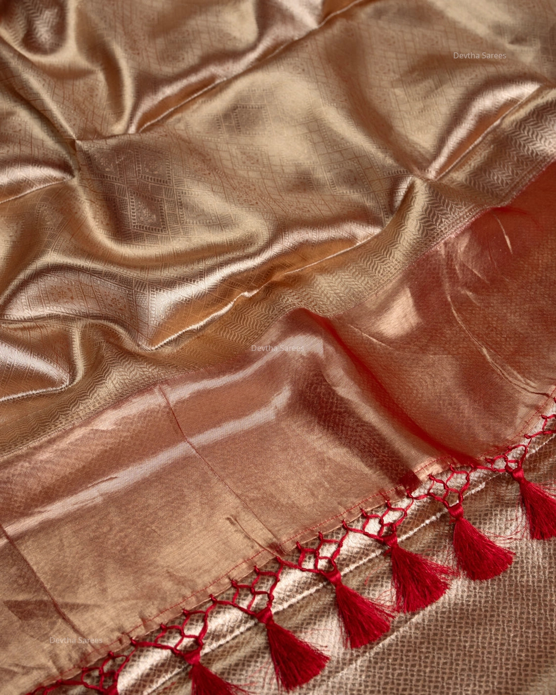 Liquid Gold - Red Handwoven Pure Mulberry Brocade Silk Saree