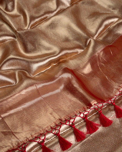 Liquid Gold - Red Handwoven Pure Mulberry Brocade Silk Saree