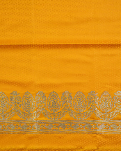 Golden Marigold Banarasi Mashru Katan Silk Saree with buttas