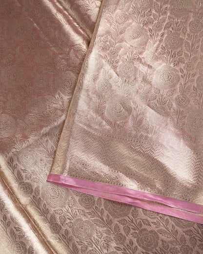 Liquid Gold - Model Pink Handwoven Pure Mulberry Brocade Silk Saree