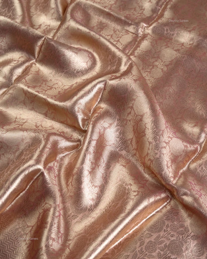 Liquid Gold - Model Pink Handwoven Pure Mulberry Brocade Silk Saree