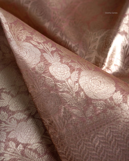Liquid Gold - Model Pink Handwoven Pure Mulberry Brocade Silk Saree