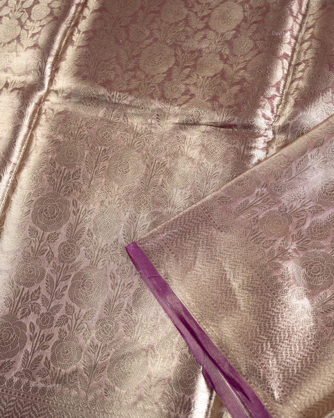 Liquid Gold - Seoul Purple Handwoven Pure Mulberry Brocade Silk Saree