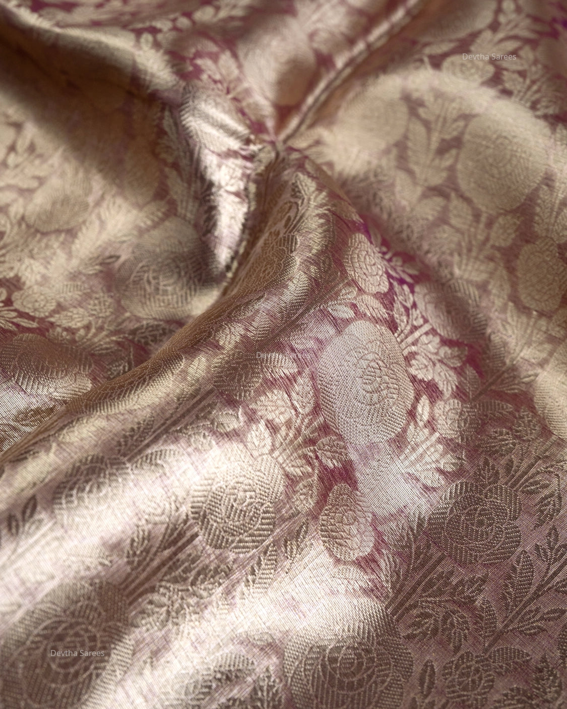 Liquid Gold - Seoul Purple Handwoven Pure Mulberry Brocade Silk Saree