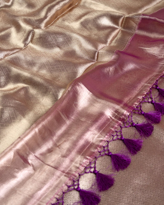 Liquid Gold - Seoul Purple Handwoven Pure Mulberry Brocade Silk Saree