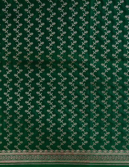 Emerald Green Banarasi Mashru Katan Silk Saree with buttas