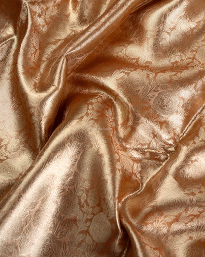 Liquid Gold - Forest Orange Handwoven Pure Mulberry Brocade Silk Saree