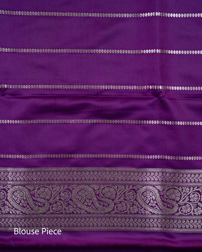 Purple Banarasi Mashru Katan Silk Saree with small buttas