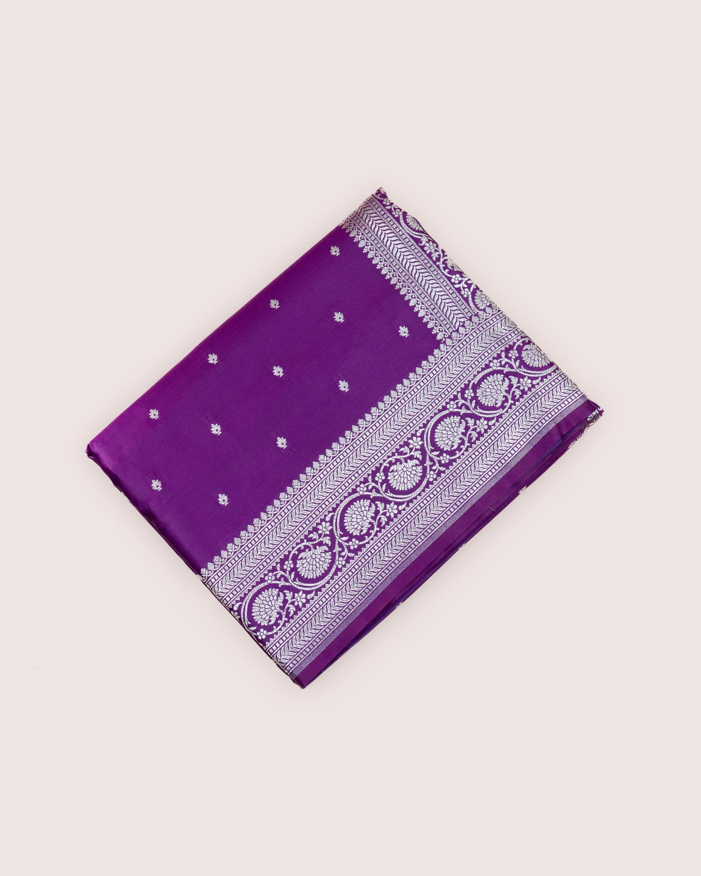Purple Mashru Katan Silk Saree with small buttas