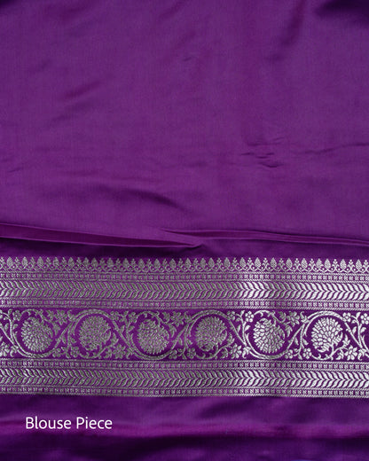 Purple Mashru Katan Silk Saree with small buttas