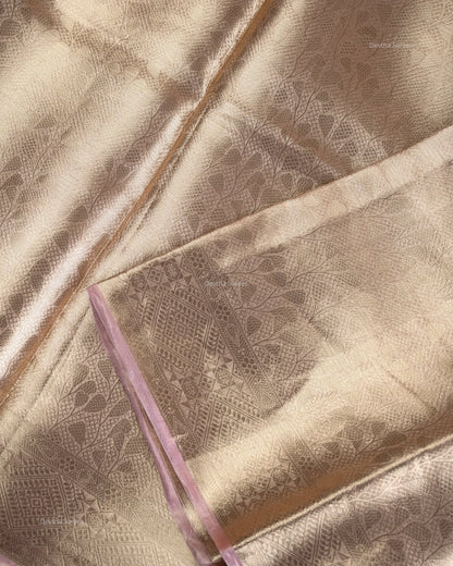 Liquid Gold - Pastel Pink Handwoven Pure Mulberry Brocade Silk Saree