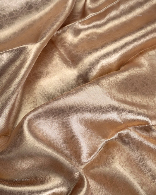 Liquid Gold - Pastel Pink Handwoven Pure Mulberry Brocade Silk Saree