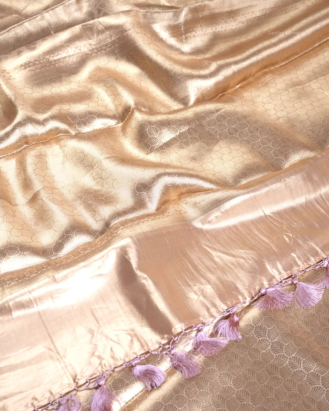 Liquid Gold - Pastel Pink Handwoven Pure Mulberry Brocade Silk Saree